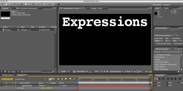 Scripting expressions в after effects нет вкладки